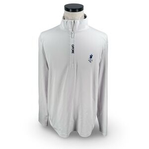 G/FORE Mens Gray Quarter Zip Performance Golf Logo Pullover Mock Neck Large L